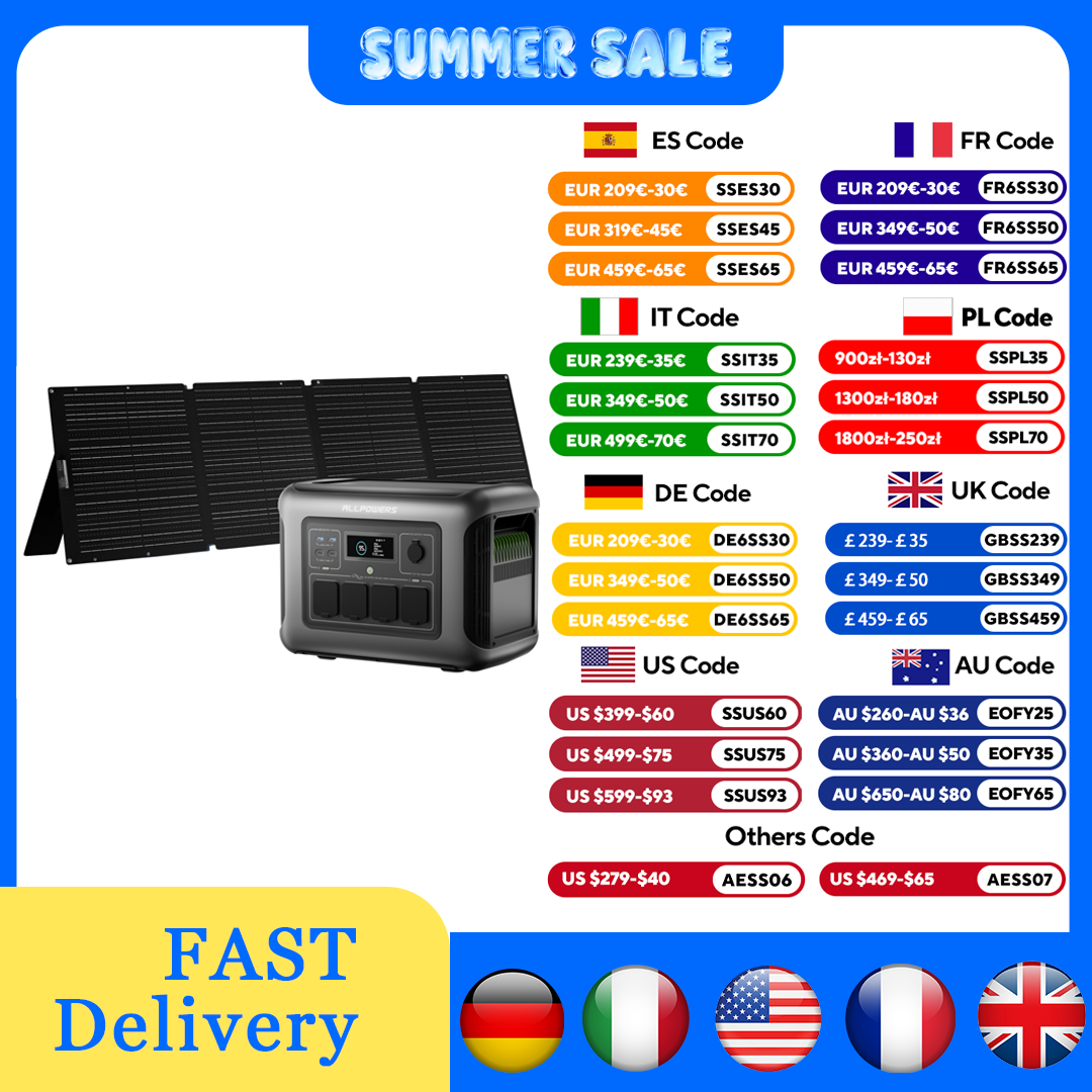 Rv Solar Kit 400W - Estação de energia portátil ALLPOWERS R1500