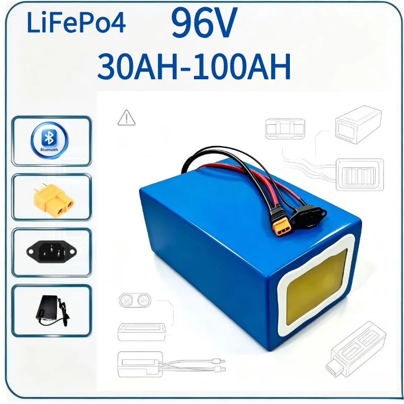 Lithium Battery 100Ah - Bateria Recarregável LiFePO4 96V de 30Ah